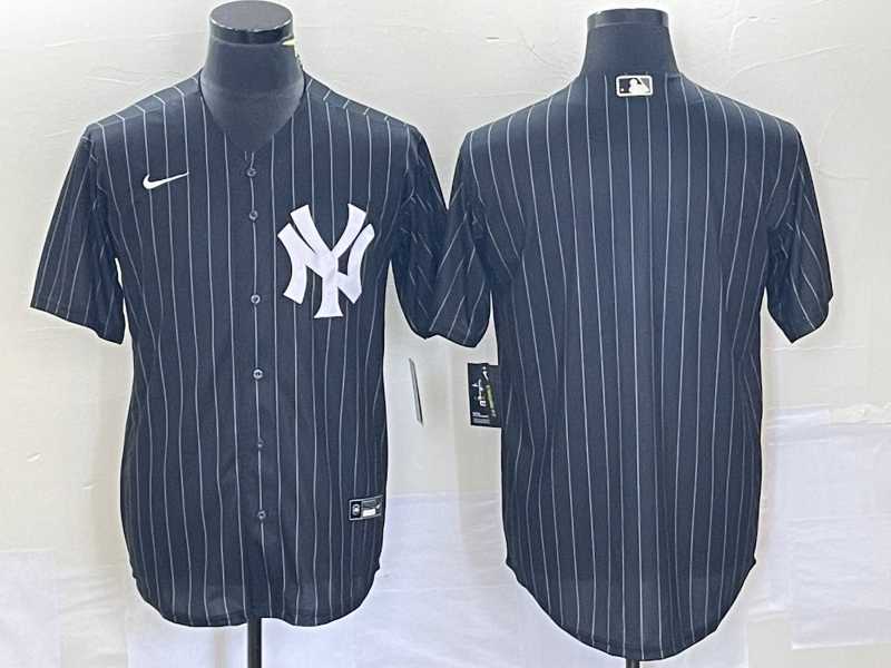 Men%27s New York Yankees Blank Black Pinstripe Cool Base Stitched Baseball Jersey->new york yankees->MLB Jersey